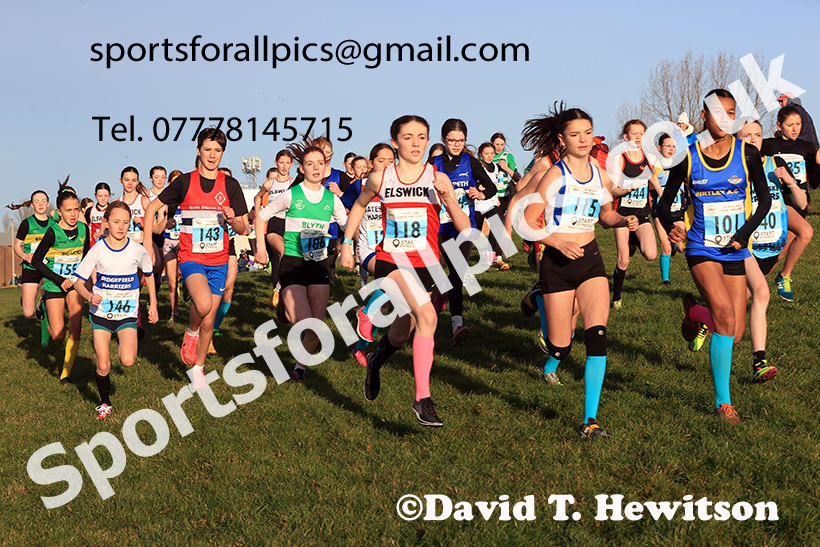 Girls under-13s 2024 NECAA Cross Country Champs., Temple Park, South Shields. Photo: David T. Hewitson/Sports for All Pics